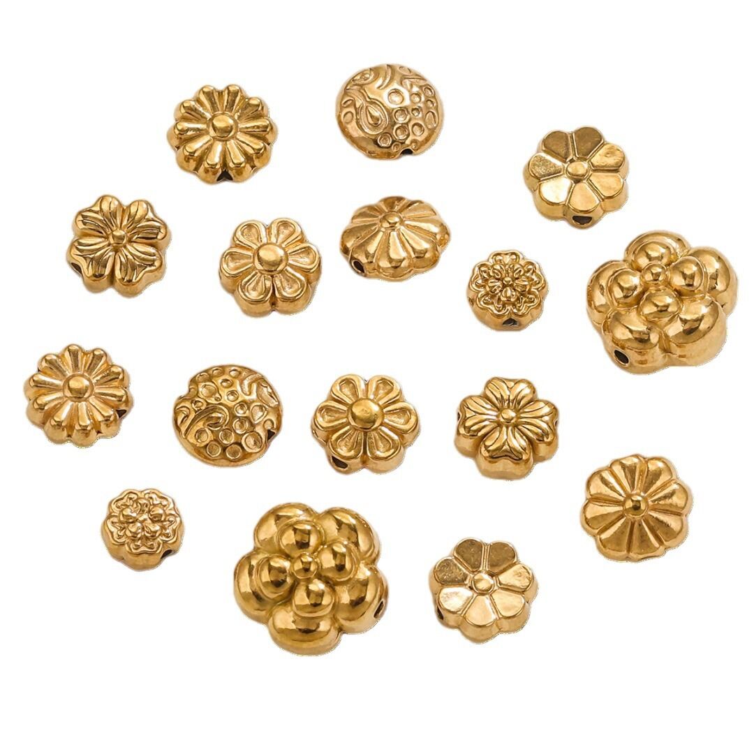 1 par de colgantes de flores retro chapados en oro de 18 quilates para mujer h5 Imagen5