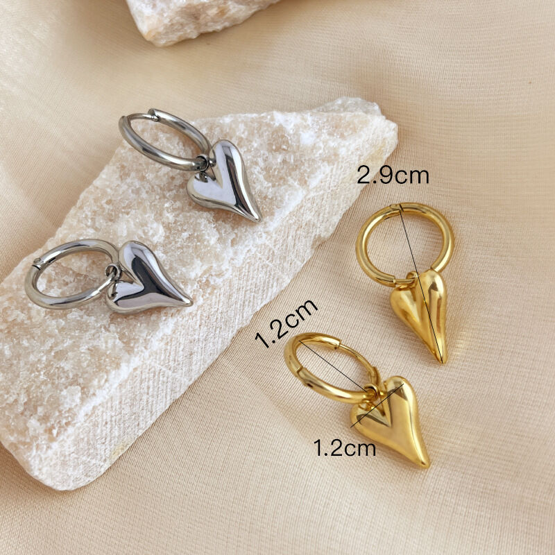 1 Pair Commute Series Simple Daily Slender Heart Shape Stainless Steel Waterproof Gold Color Women's Drop Earrings h5 Picture5