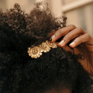 1 pair romantic series retro flower stainless steel gold plated women hair clips h5 Picture5