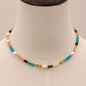 1 pieza de la serie clásica de cuentas elegantes de acero inoxidable chapado en oro de 18 quilates con perlas artificiales para mujer. h5 Imagen3