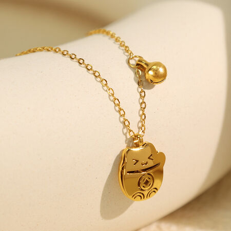1 piece romantic series cute cat stainless steel gold color plated women's pendant necklaces