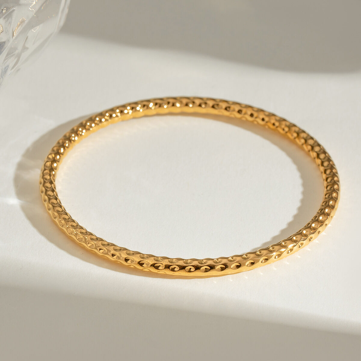 1 piece simple series simple solid color stainless steel  gold plated women bangles 2