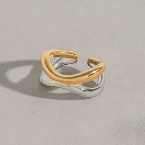 1 Piece Designable Series Chic Annular Stainless Steel Waterproof Gold Color Women's Adjustable Rings h5 Picture3