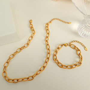 1 Piece Simple Series Classic Solid Color Titanium Steel Gold Color Women's Chain Necklaces h5 Picture3