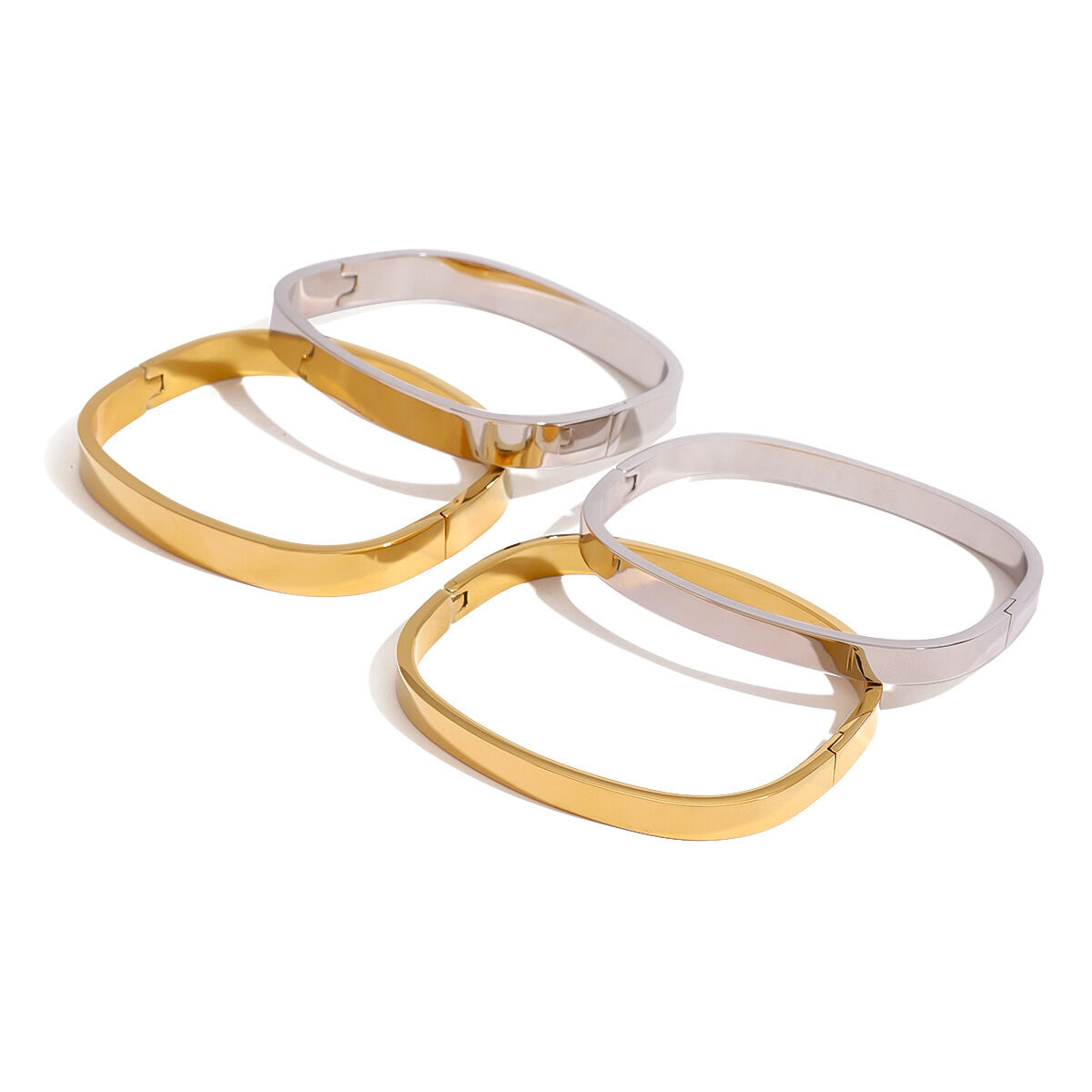 1 piece simple series classic geometric stainless steel gold plated women bangles h5 Picture6