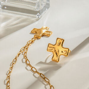 1 piece simple series retro cross stainless steel gold plated women pendant necklaces h5 Picture4