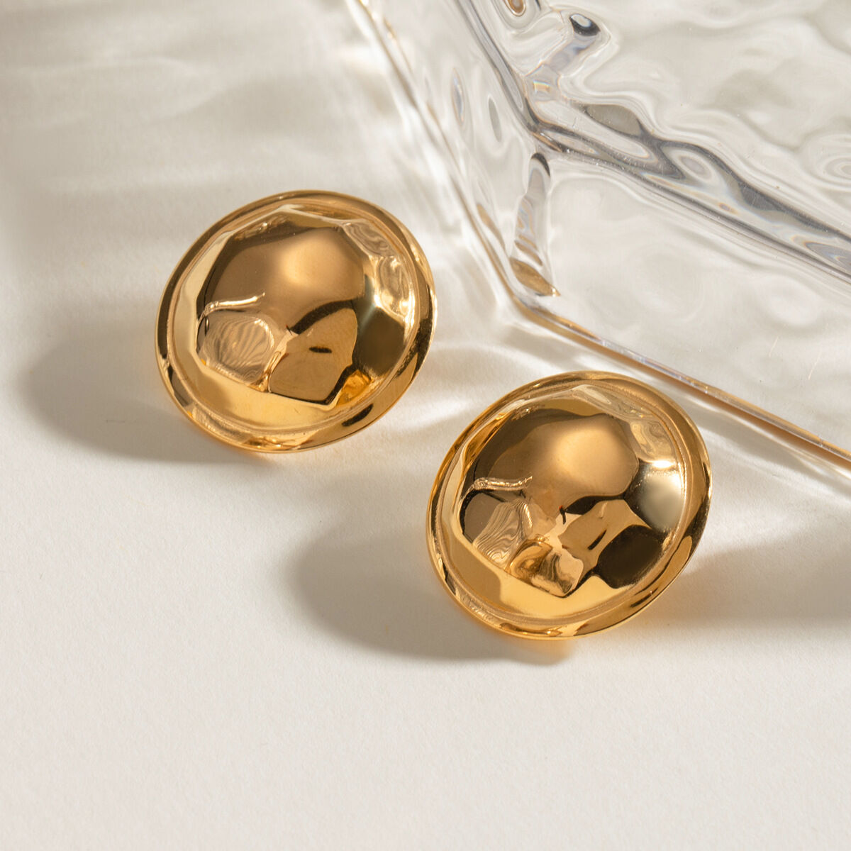 1 Paar Simple Series Einfache geometrische Ohrstecker aus Edelstahl mit 18 Karat Vergoldung für Damen