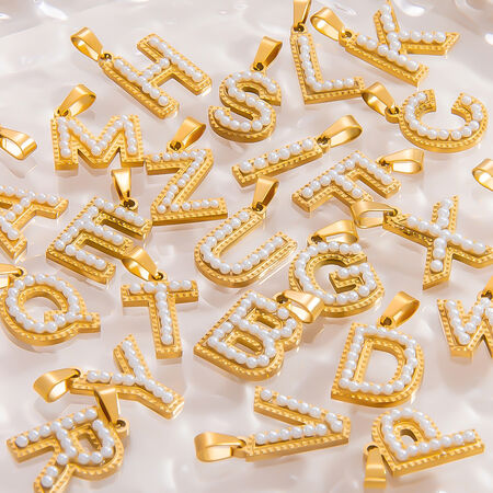 1 Piece Modern Series All-Match Letter Stainless Steel Waterproof Gold Color DIY Women's Pendants