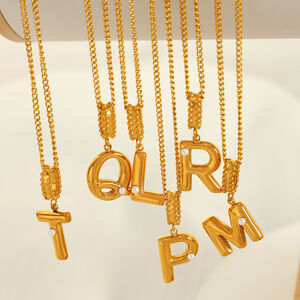 1 piece simple series casual letter stainless steel gold plated glass women pendant necklaces h5 Picture5