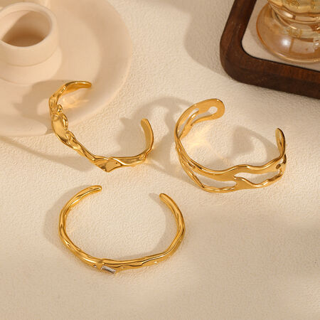 1 piece simple series light luxury style ring stainless steel gold plated women bangles