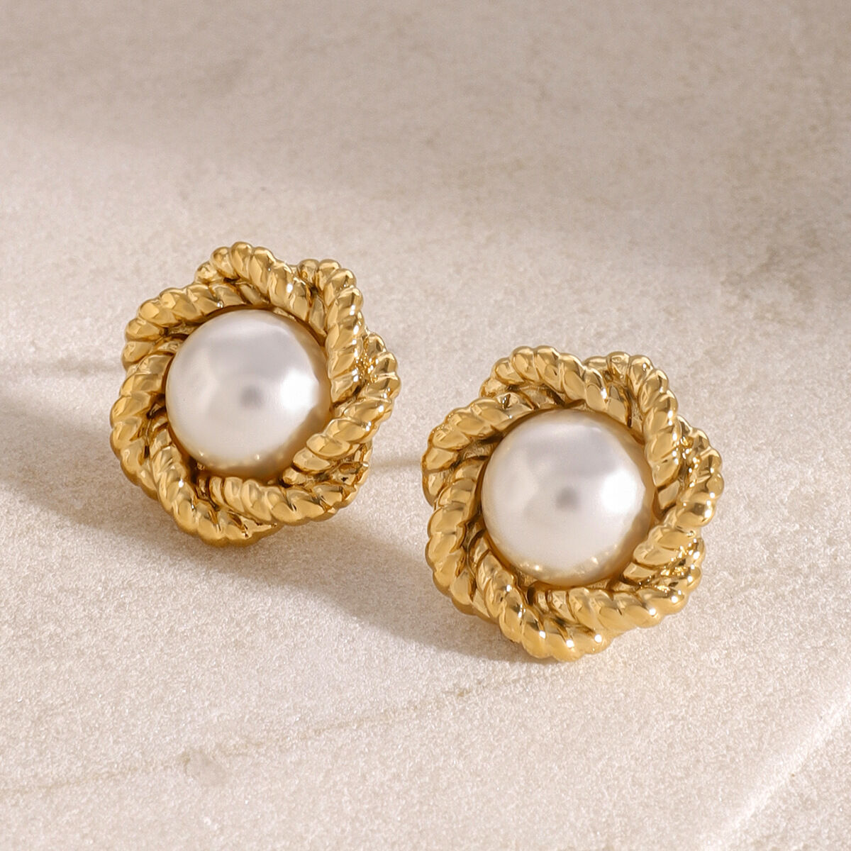 1 paar klassische serie elegante blume edelstahl vergoldet damen ohrstecker h5 Bild4