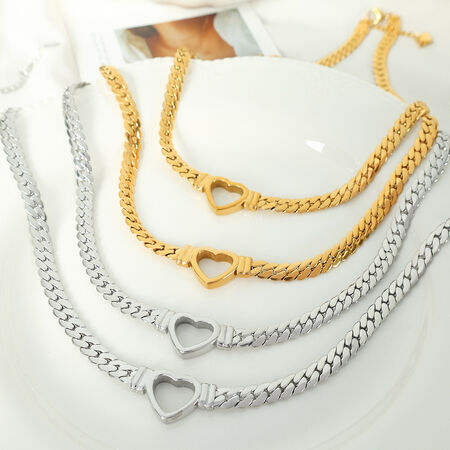 1 paar kleine ontwerp eenvoudige lichte luxe persoonlijkheid liefdesketting vrouwelijke trend mode titanium staal vergulde Cubaanse ketting dames hanger ketting