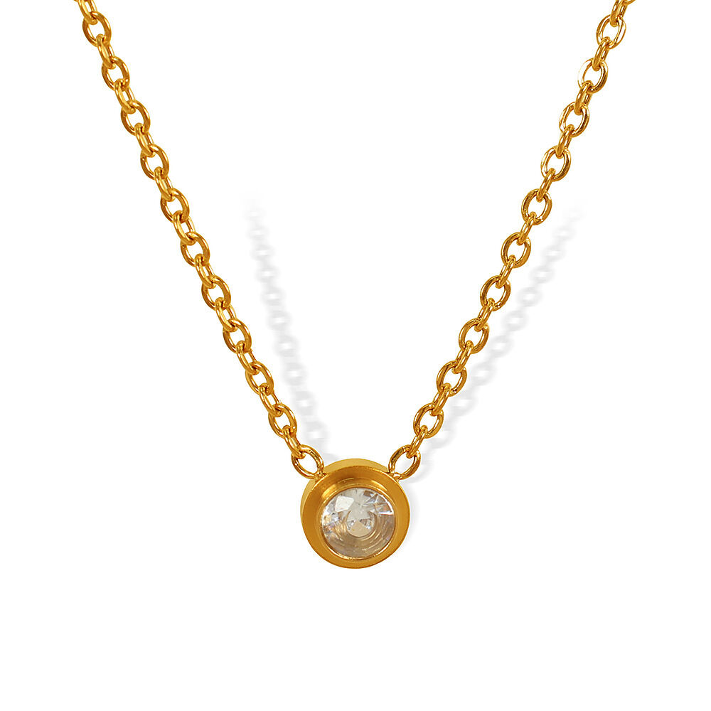 1 pezzo semplice serie semplice geometrico acciaio inossidabile placcato oro 18K zircone donne collane con ciondolo Immagine7