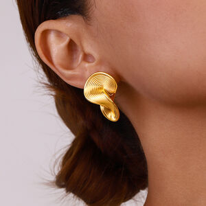 1 pair simple series line stainless steel gold plated women stud earrings h5 Picture6