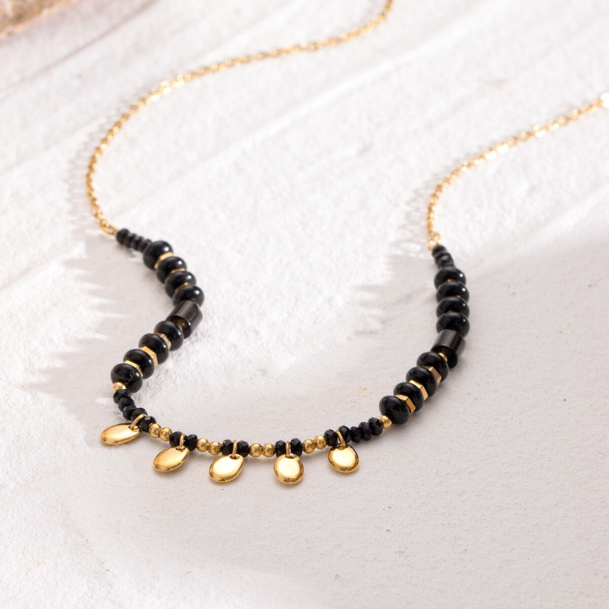 1 piece simple series casual geometric stainless steel  gold plated crystal women pendant necklaces 2