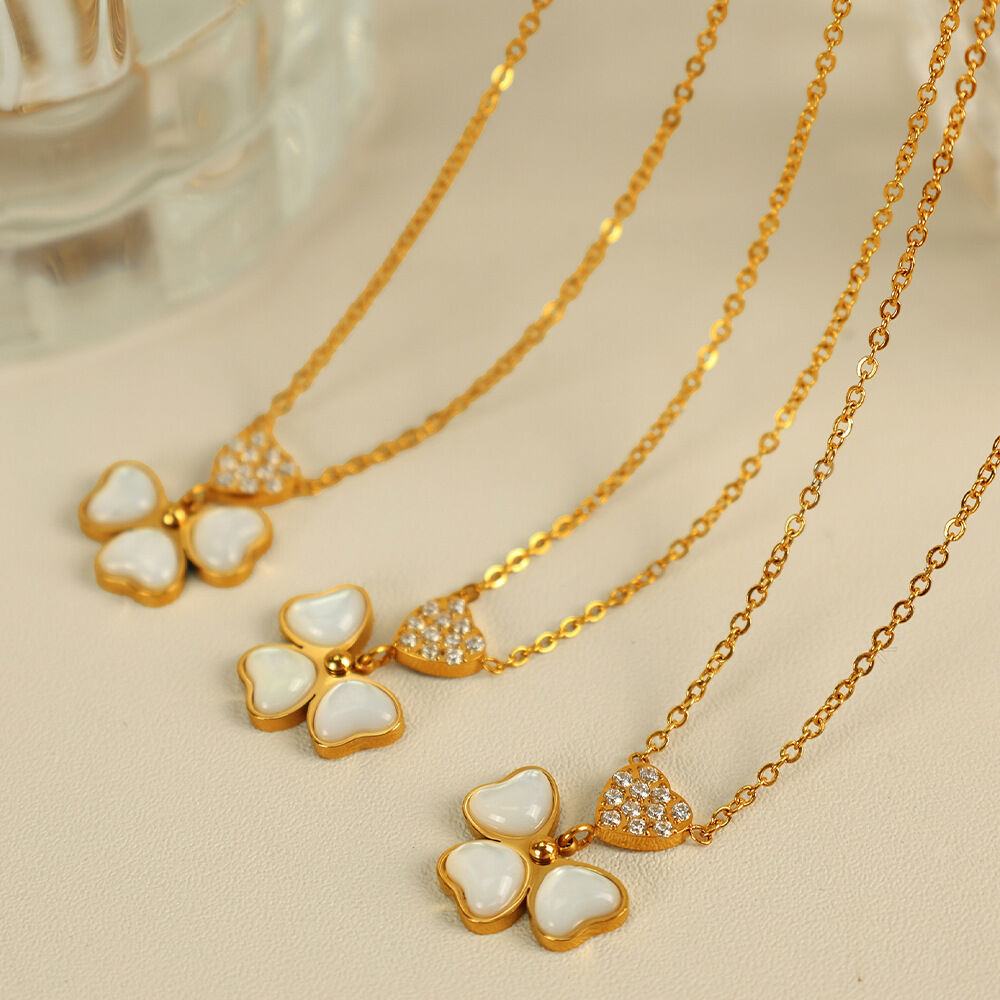 1 piece simple series simple geometric stainless steel gold plated rhinestone women pendant necklaces h5Picture4