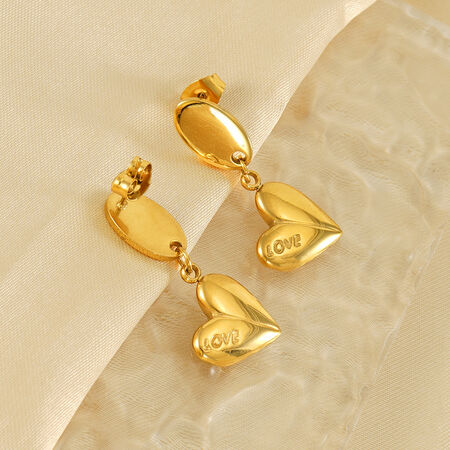 1 paar Cross-border retro roestvrij staal vergulde hart oorbellen voor vrouwen mode temperament titanium stalen oorbellen oorbellen voor vrouwen hanger oorbellen 2