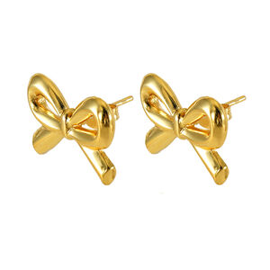 1 Paar Simple Series Daily Bow Knot Edelstahl 18 Karat vergoldete Damen-Ohrstecker h5 Bild6