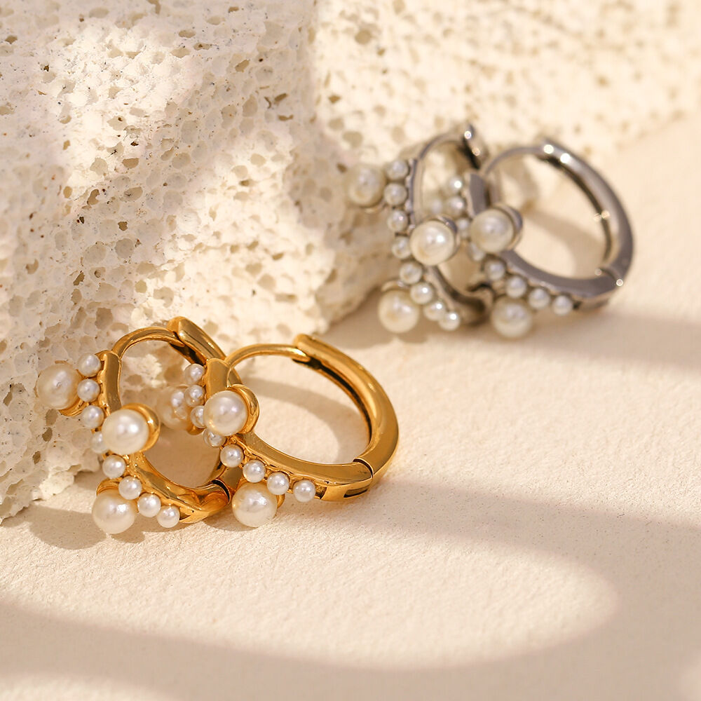 1 paio di orecchini a cerchio da donna in acciaio inossidabile color oro, impermeabili, semplici, alla moda, OL 2