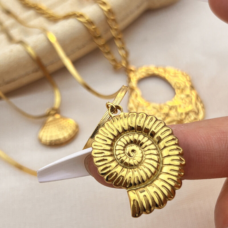 1 Piece Simple Series Oceanic Stainless Steel Waterproof Gold Color Women's Pendant Necklaces h5 Picture4