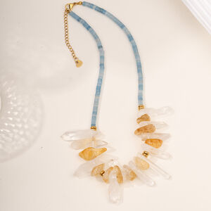 Collana con perline da donna in pietra naturale color oro con cristallo di tartaruga, serie romantica, 1 pezzo h5 Immagine8