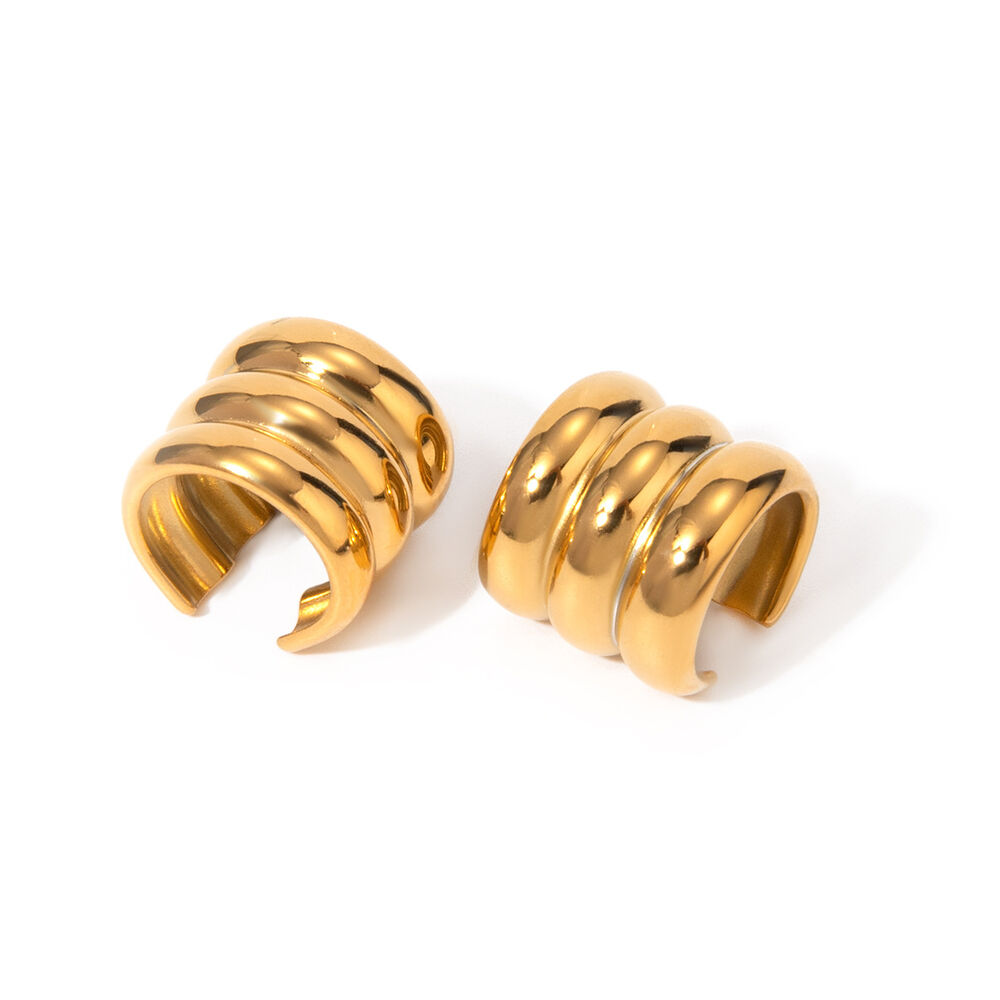 1 pair simple style geometric stainless steel gold plated women's Ear Cuffs h5Picture6