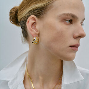 modèle de créateur jd ! boucles d'oreilles en acier inoxydable or en forme de diamant/larme, style européen et américain, boucles d'oreilles simples et froides h5 Image5