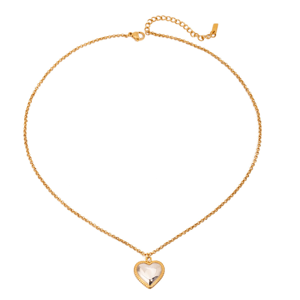 Collana con ciondolo da donna in acciaio inossidabile impermeabile color oro e argento, 1 pezzo, serie romantica, a forma di cuore dolce Immagine6