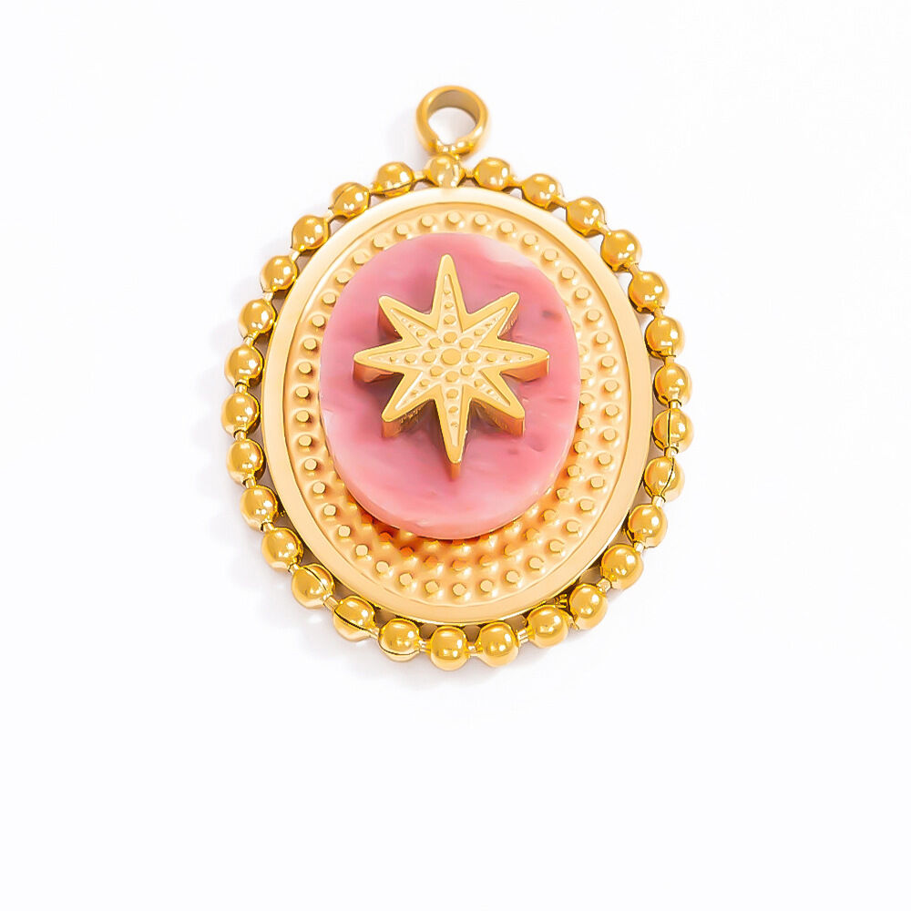 1 Piece Bohemian Series Retro Star Chromatic Natural Stone Stainless Steel Waterproof Gold Color Women's Pendants h5 Picture5