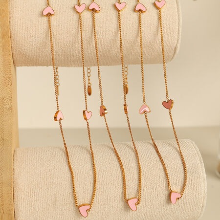 1 piece simple series simple heart stainless steel gold plated women pendant necklaces