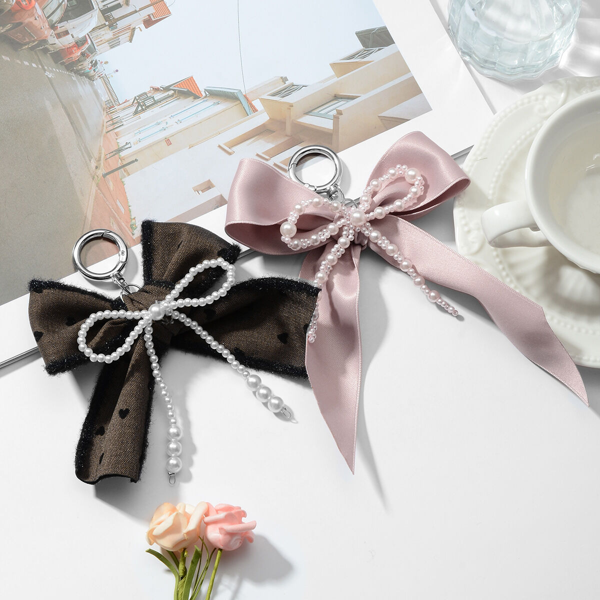 1 Piece Romantic Series Sweet Bow Knot Resin Artificial Pearl Women's Bag Charms