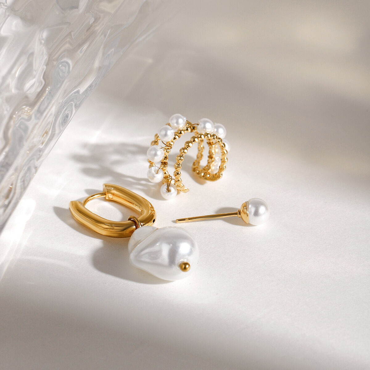 1 Pair Classic Series Exquisite Irregular Shape Stainless Steel Waterproof Gold Color Women's Earrings Set Picture3