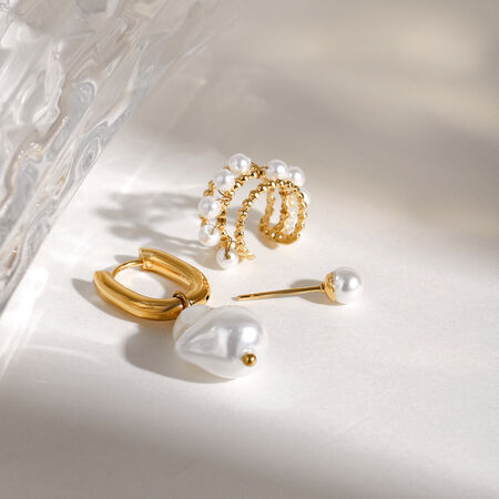 1 Pair Classic Series Exquisite Irregular Shape Stainless Steel Waterproof Gold Color Women's Earrings Set 2