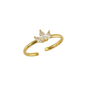 1 Paar grenzüberschreitender Ahornblattring aus Edelstahl mit eingelegtem Zirkonia für Damen, modischer und vielseitiger leichter Luxusring aus Titanstahl für Damen, verstellbarer Ring h5 Bild6