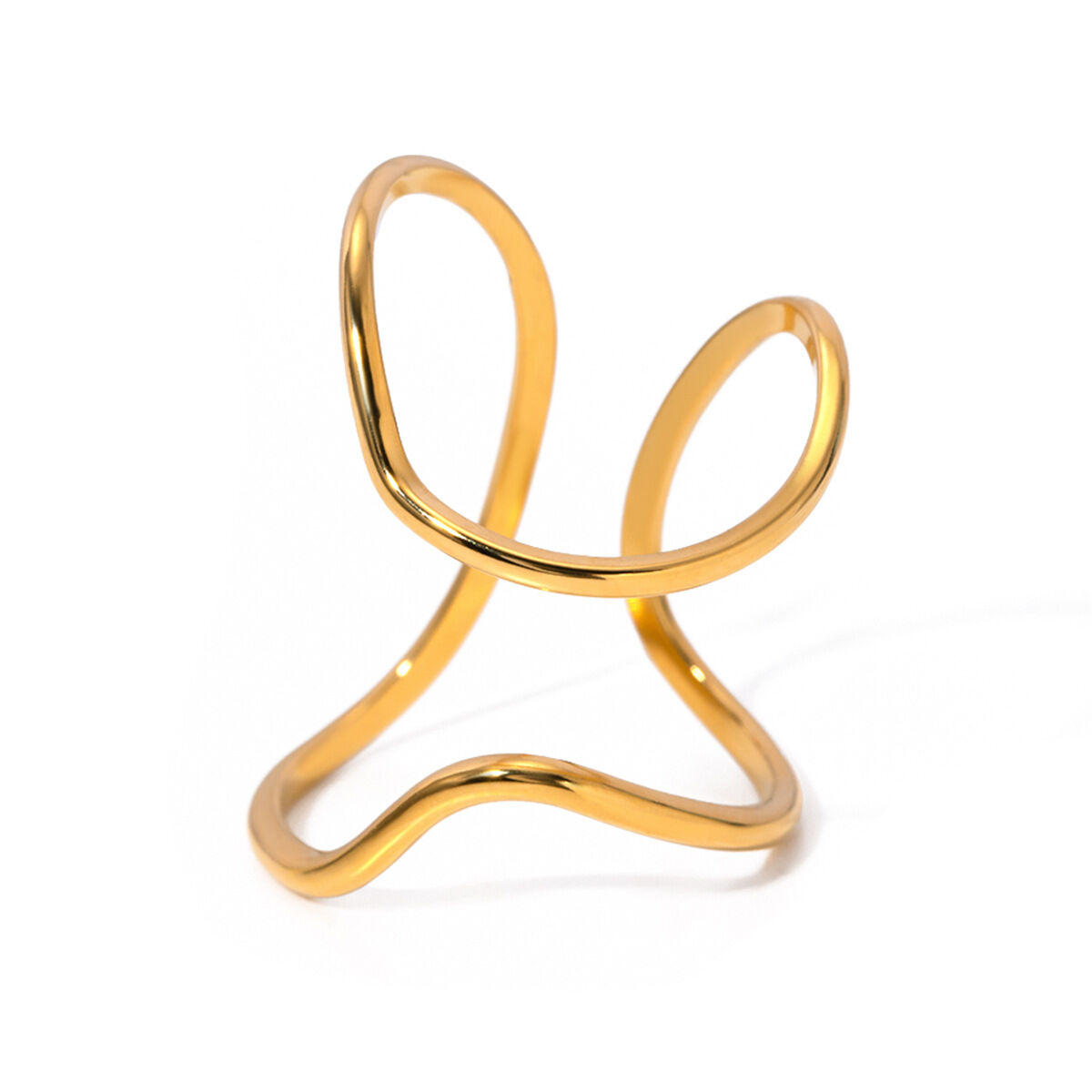 1 Paar Simple Series Simple Line Edelstahl 18 Karat vergoldete verstellbare Damenringe Bild6