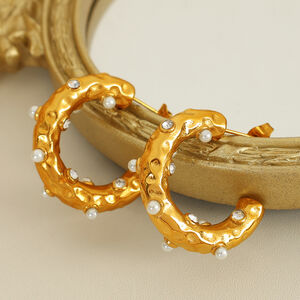 1 pair luxurious series retro geometric stainless steel gold plated rhinestone women Stud Earrings h5 Picture3