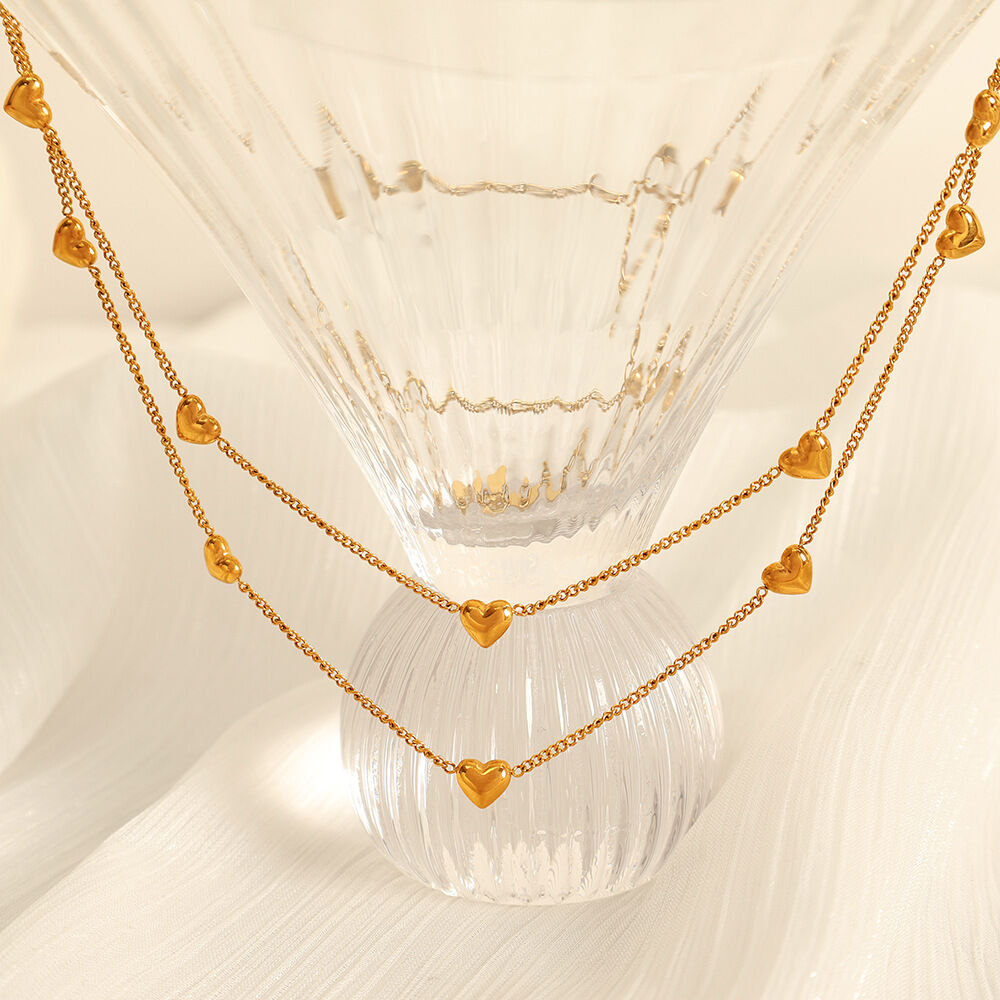 1 piece romantic series classic heart titanium steel  gold color plated women's pendant necklaces