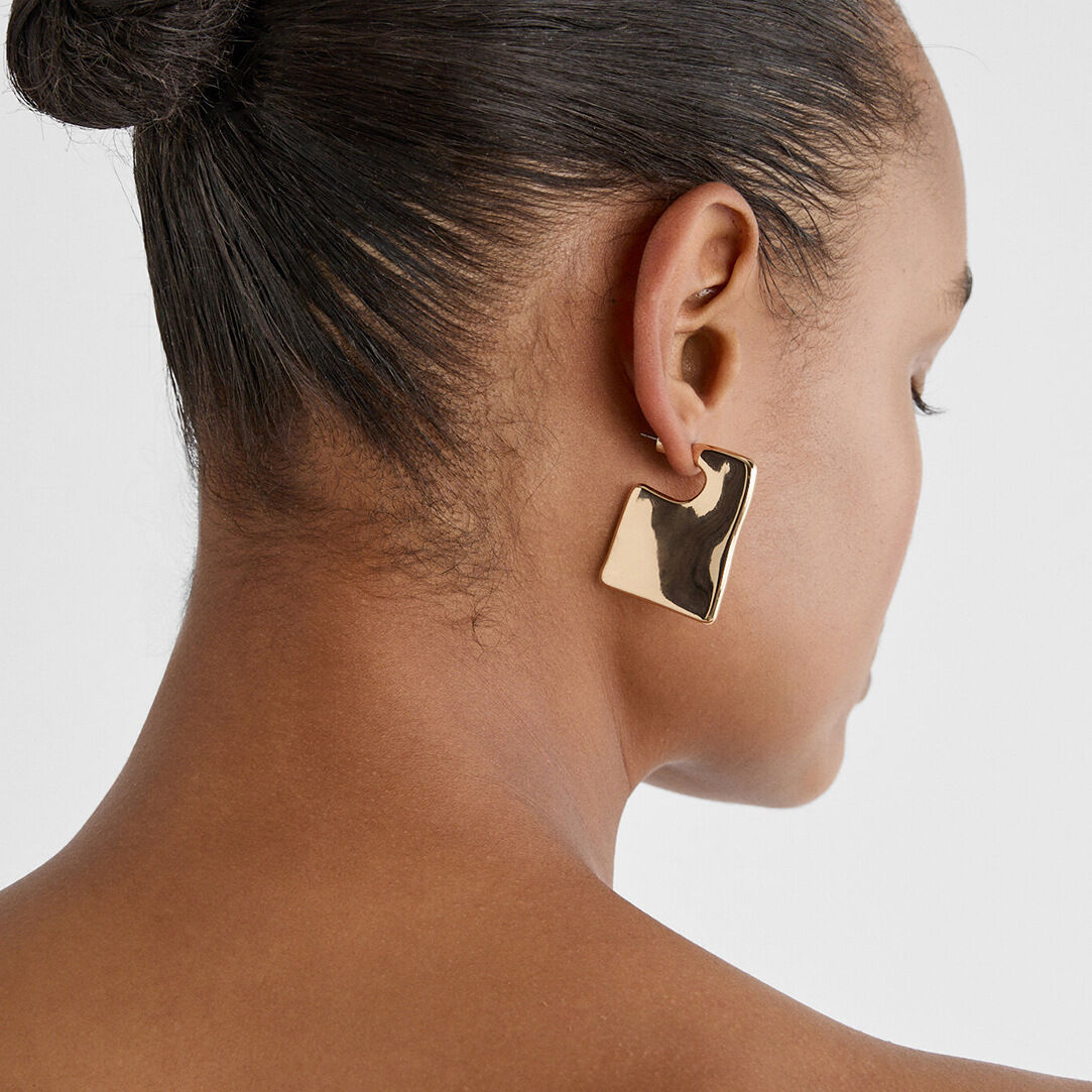 1 Pair Simple Series Simple Solid Color Stainless Steel  Gold Plated Women Stud Earrings