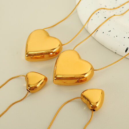 1 piece simple series simple heart stainless steel gold plated women pendant necklaces 2
