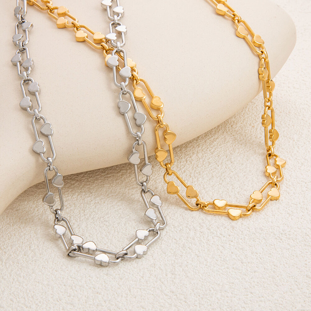 1 piece simple series daily heart stainless steel  gold color plated unisex pendant necklaces 2