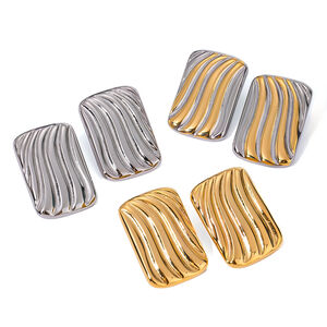 1 pair simple style rectangular shape stainless steel gold plated women's stud earrings h5 Picture6