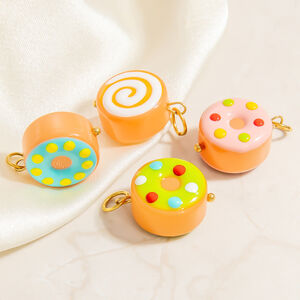 1 Piece Chromatic Series Sweet Doughnut Coloured Glaze Stainless Steel Waterproof Gold Color Women's Pendants h5 Picture5