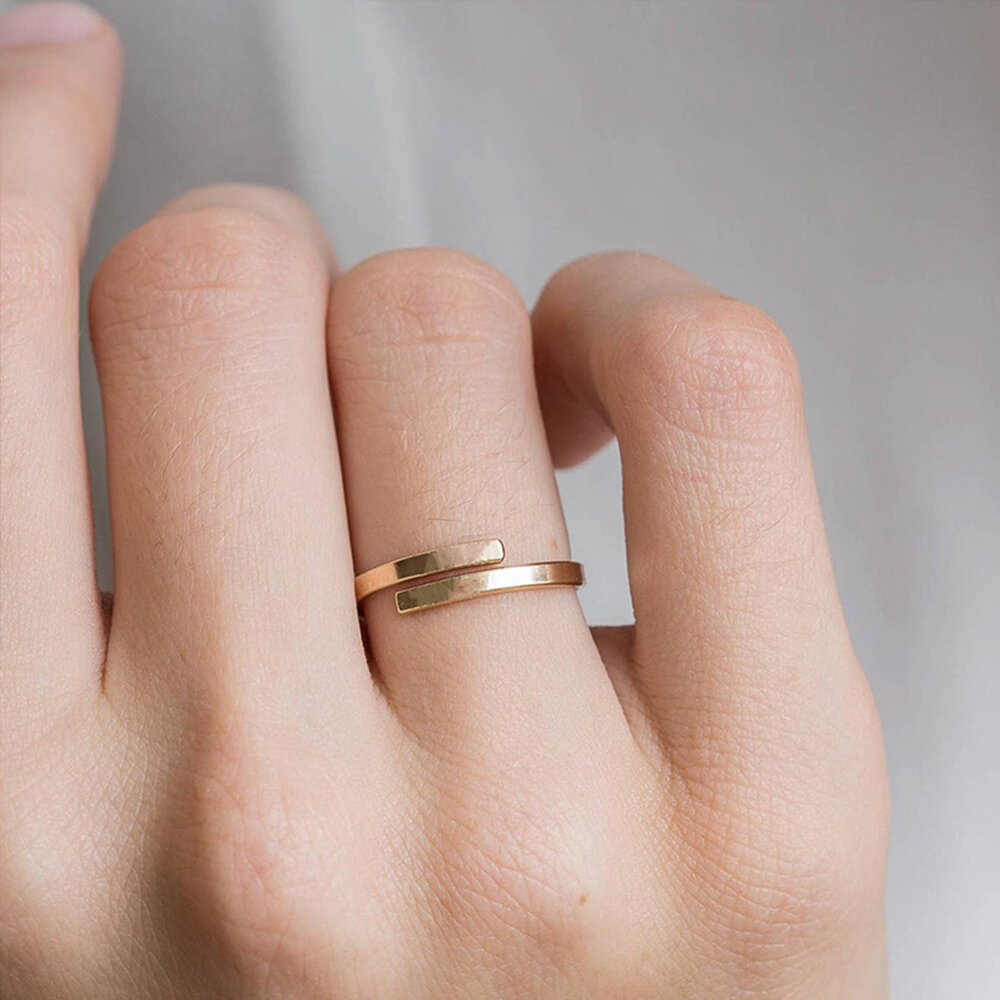 Simple Series Everyday Gold - colored Stainless Steel Waterproof Couple Rings h5 Picture5