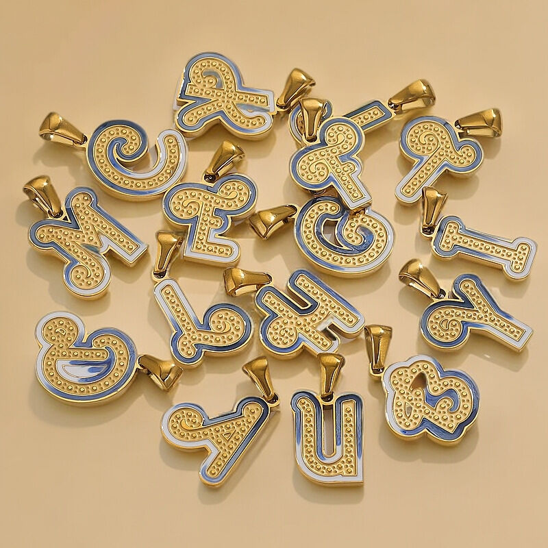 1 Piece Simple Series Chic Letter Stainless Steel Waterproof Gold Color Unisex Pendants Picture5