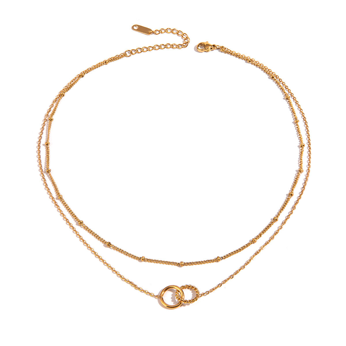 1 Stück Simple Series Einfache ringförmige Edelstahl 18 Karat vergoldete Damen-Mehrfachketten Bild6