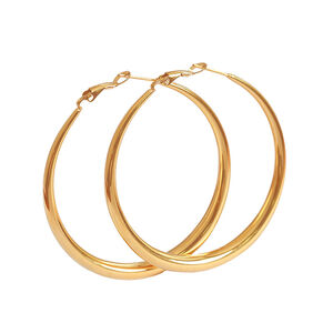 1 pair simple series classic solid color titanium steel gold plated women hoop earrings h5 Picture6