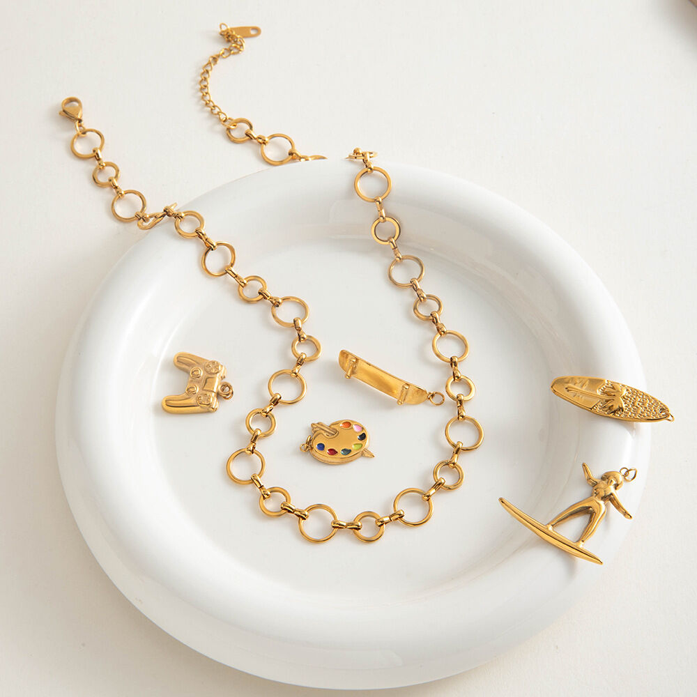 1 pezzo di catena in acciaio inossidabile impermeabile color oro, collane a catena fai da te da donna