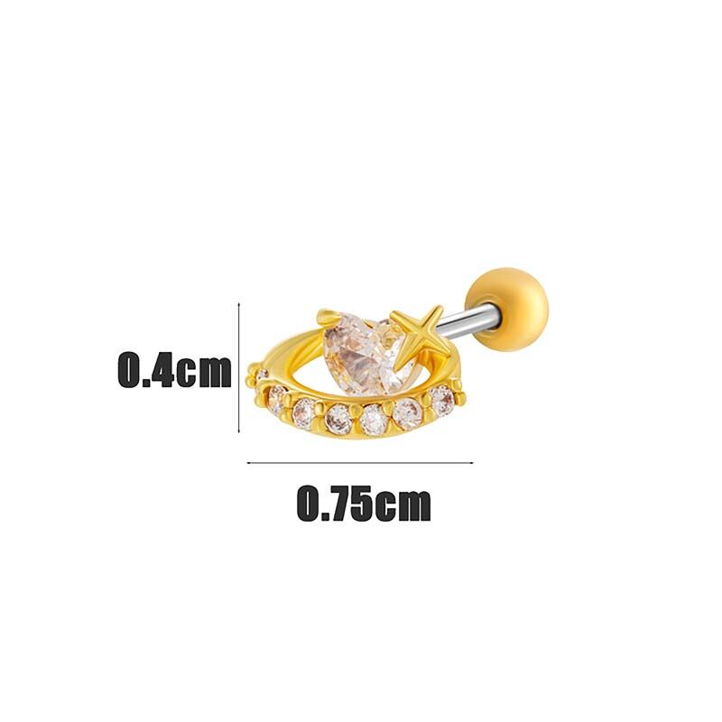 1 Piece Chic Heart Titanium Steel Zircon Women's Stud Earrings Picture2