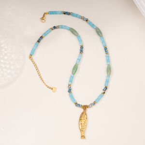 Collana con perline da donna in pietra naturale color oro con cristallo di tartaruga, serie romantica, 1 pezzo h5 Immagine7