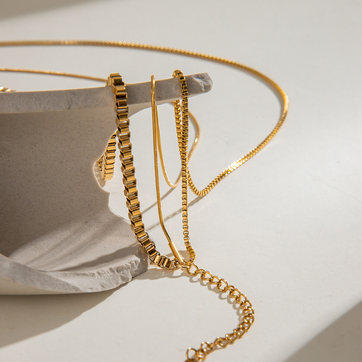 1 piece simple series daily annular stainless steel gold plated women layered necklaces h5 Picture5